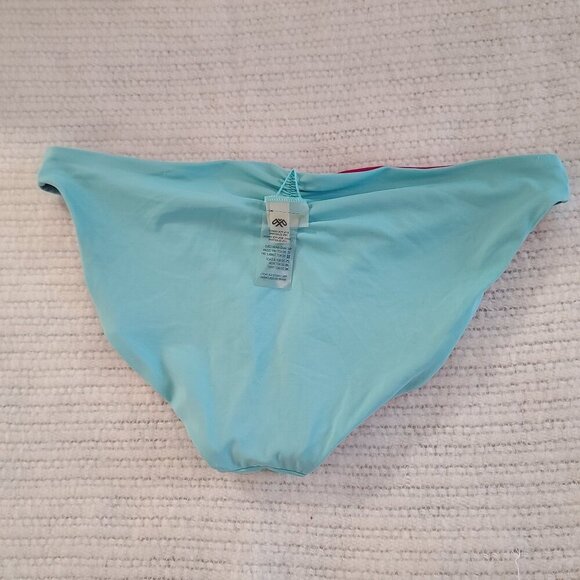 PilyQ Barcelona Women's Reversible Teeny Bikini‎ Bottoms Large Aqua & Pink - Picture 3 of 6